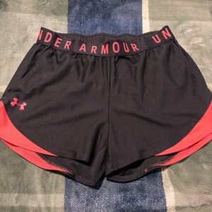 Under Armour Black Shorts with Pink Trim and Logo